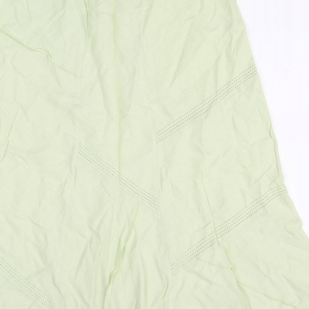 Marks and Spencer Womens Green Linen Flare Skirt Size 12
