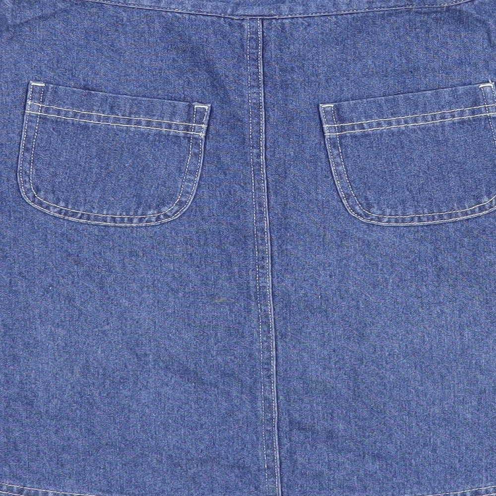 NEXT Girls Blue 100% Cotton A-Line Skirt Size 10-11 Years Regular Zip