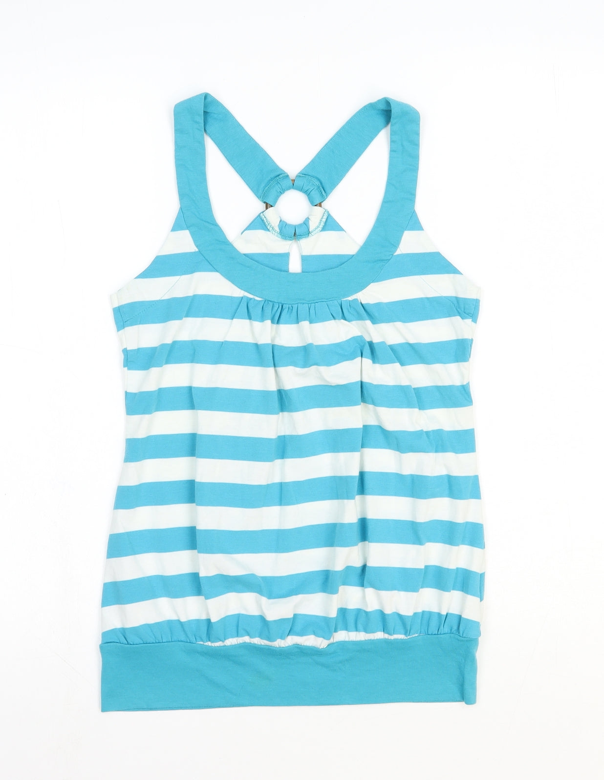 360 Surf Womens Blue Striped Cotton Basic Tank Size S Scoop Neck - Racerback
