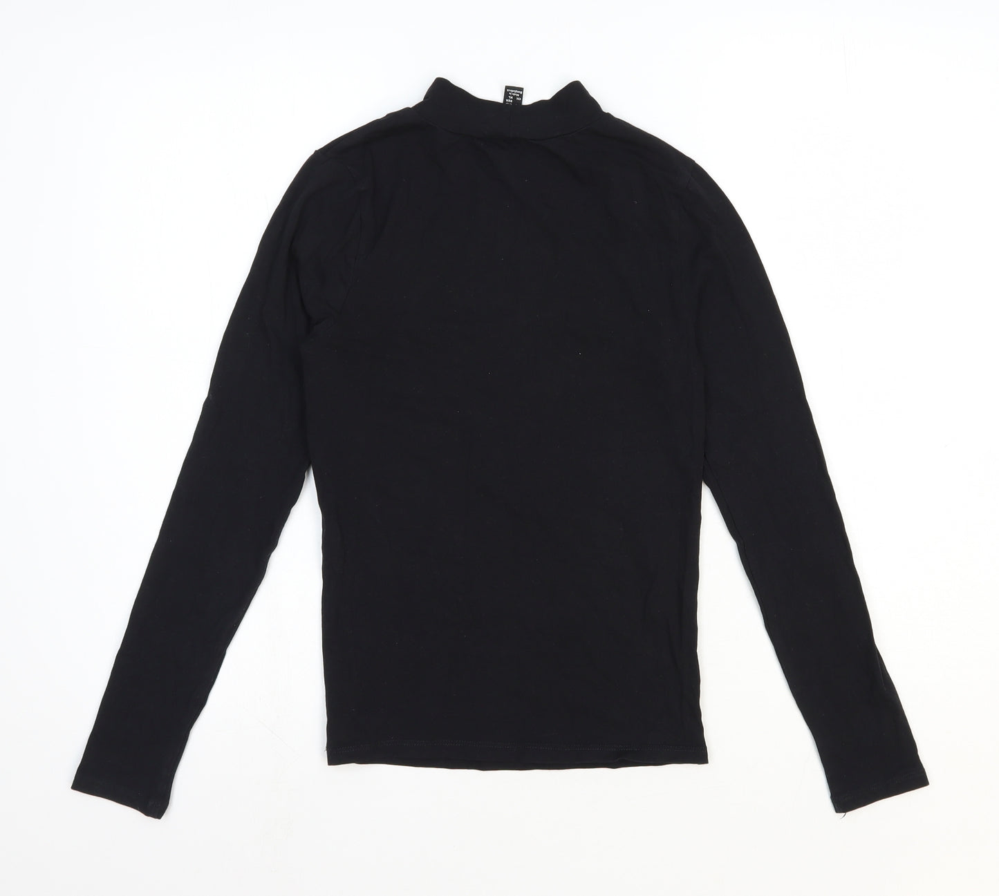 New Look Womens Black Cotton Basic T-Shirt Size 12 High Neck