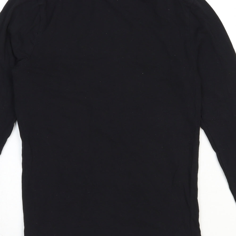 New Look Womens Black Cotton Basic T-Shirt Size 12 High Neck