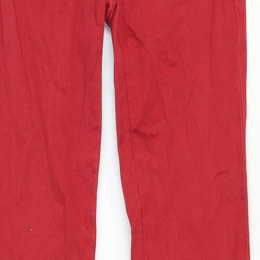 Stradivarius Womens Red Cotton Skinny Jeans Size 8 Regular Zip