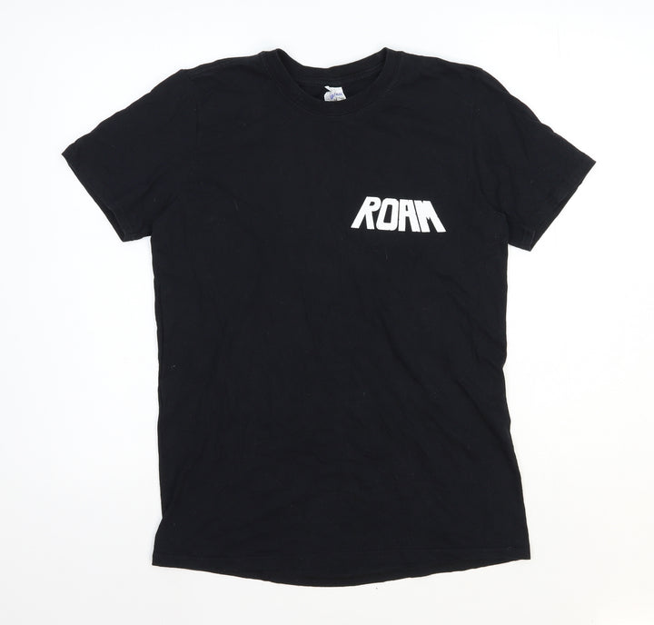 Gildan Mens Black Polyester T-Shirt Size M Round Neck