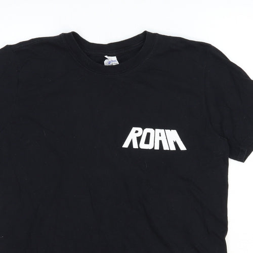 Gildan Mens Black Polyester T-Shirt Size M Round Neck