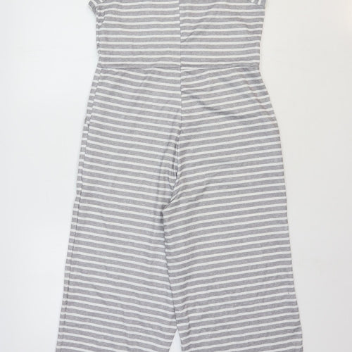 Preworn Womens Grey Striped Polyester Playsuit One-Piece Size S Zip