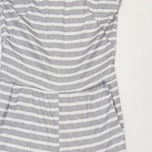 Preworn Womens Grey Striped Polyester Playsuit One-Piece Size S Zip