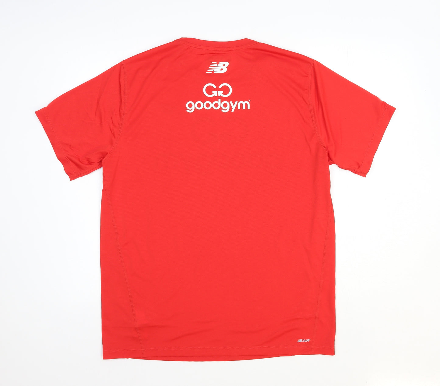 New Balance Mens Red Polyester Basic T-Shirt Size L Round Neck Pullover