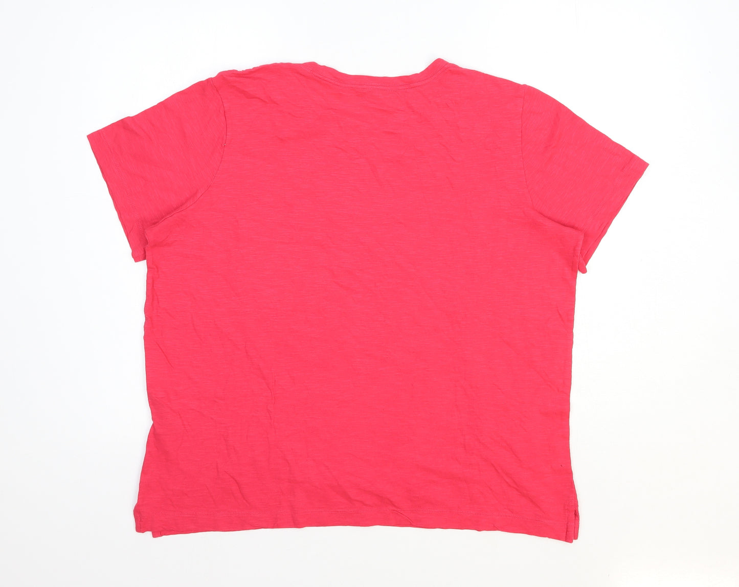 Marks and Spencer Womens Pink 100% Cotton Basic T-Shirt Size 16 Round Neck