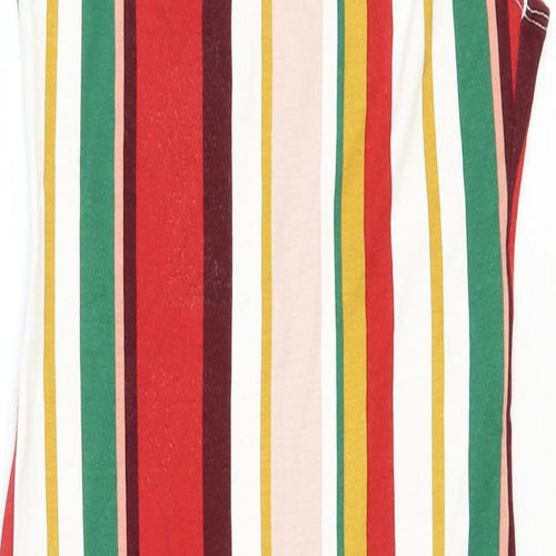Bershka Womens Multicoloured Striped Viscose Tank Dress Size 4XL Scoop Neck Pullover