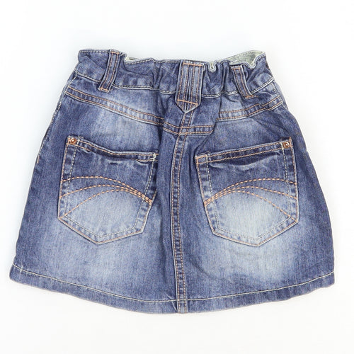 NEXT Girls Blue 100% Cotton A-Line Skirt Size 5 Years Regular Zip