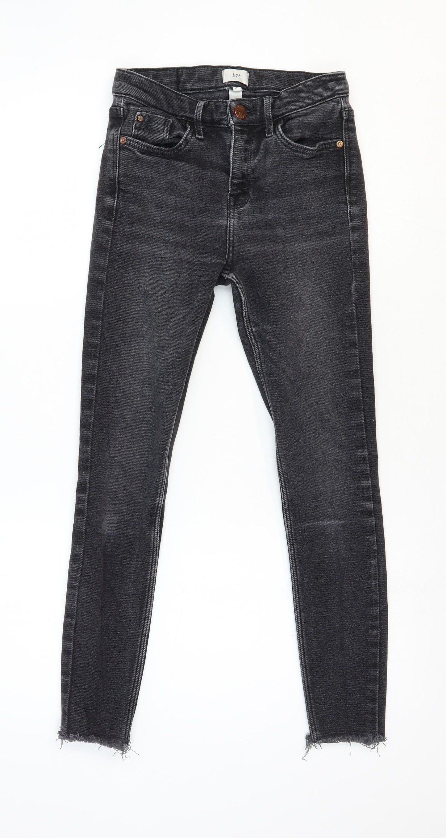 River Island Womens Black Cotton Skinny Jeans Size 6 Regular Zip
