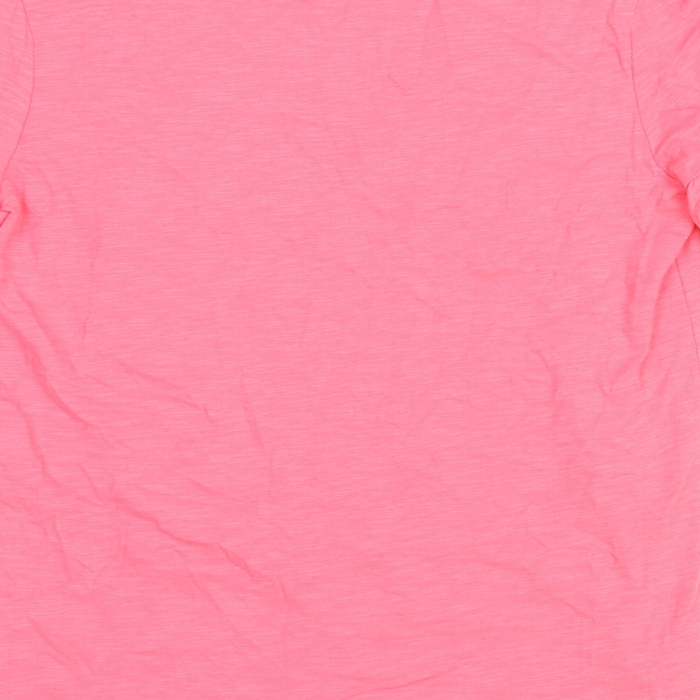Marks and Spencer Womens Pink 100% Cotton Basic T-Shirt Size 8 V-Neck