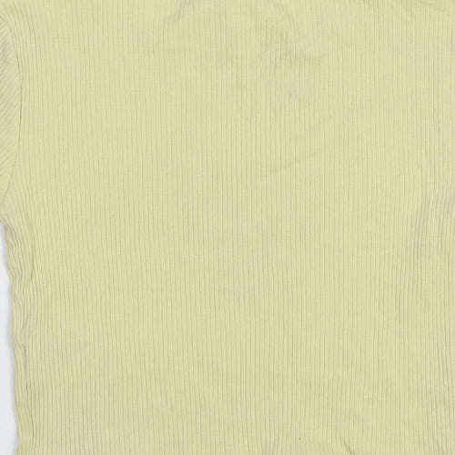 Divided Womens Yellow Cotton Basic T-Shirt Size 6 Crew Neck