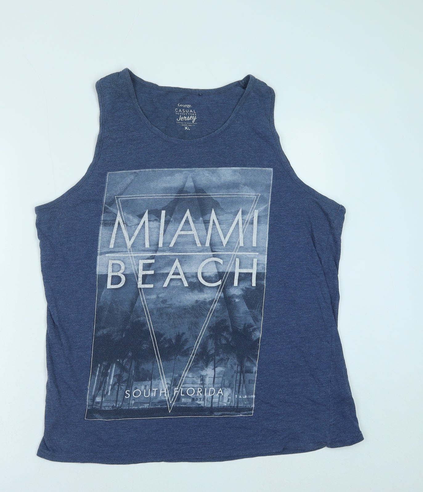 George Mens Blue Cotton T-Shirt Size XL Round Neck