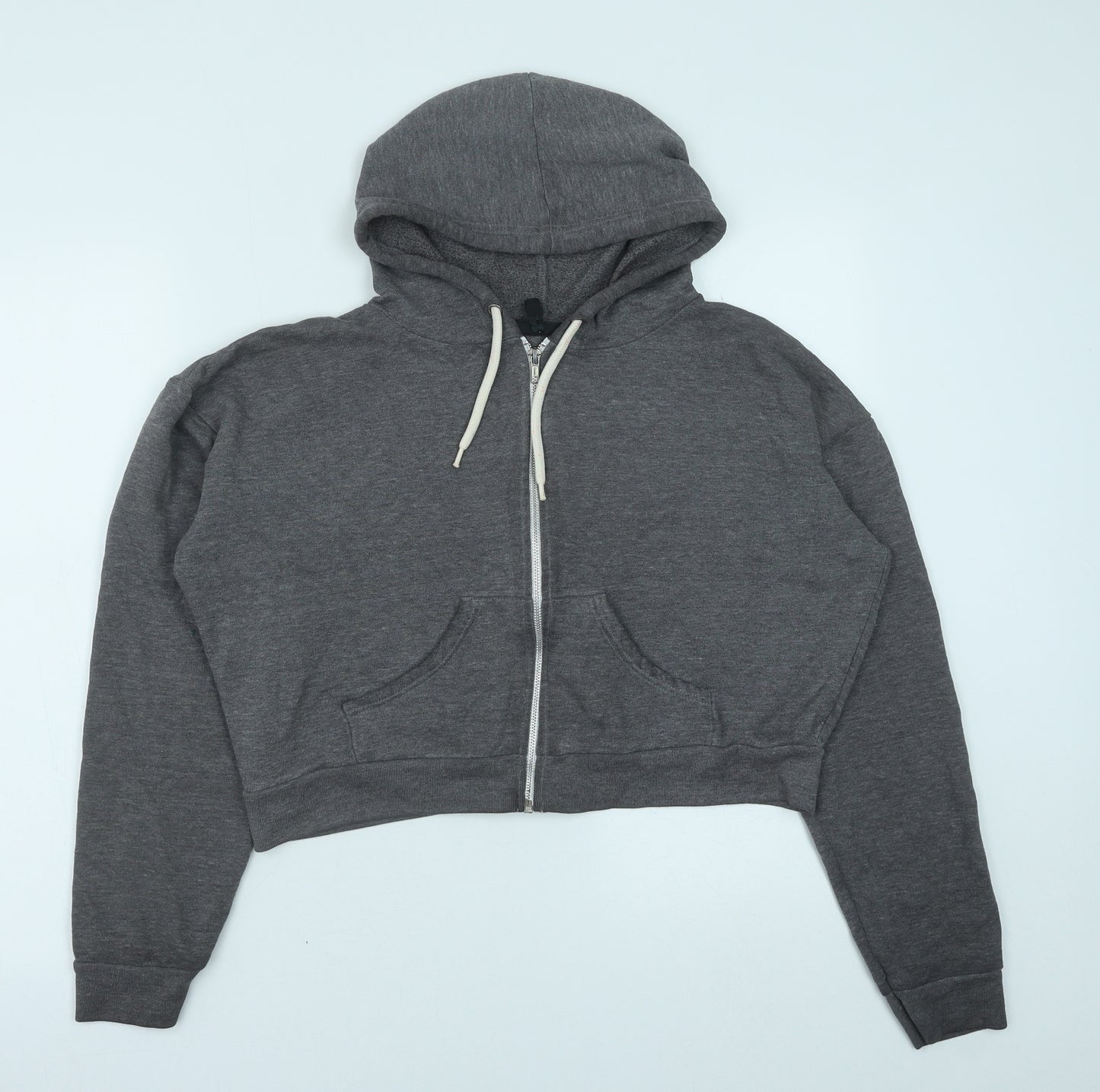 Topshop Womens Grey Cotton Full Zip Hoodie Size 12 Zip