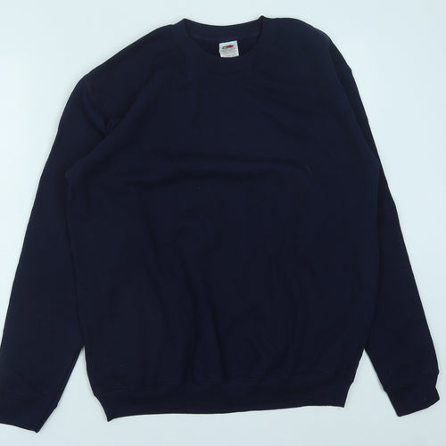 Fruit of the Loom Boys Blue Cotton Pullover Sweatshirt Size 14-15 Years Pullover