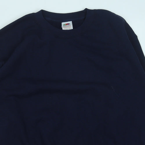 Fruit of the Loom Boys Blue Cotton Pullover Sweatshirt Size 14-15 Years Pullover
