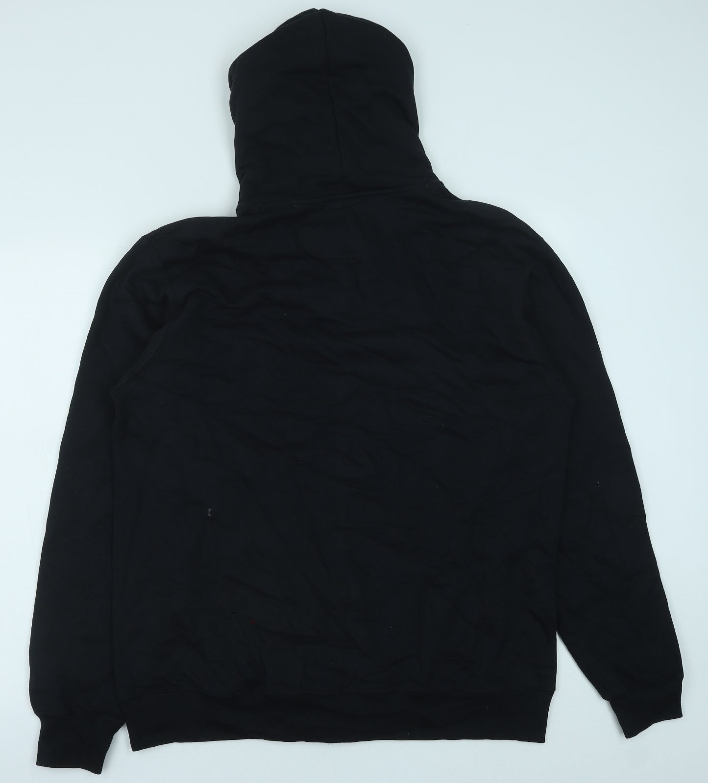 Gildan Mens Black Cotton Pullover Hoodie Size L - Rugby and Beer slogan
