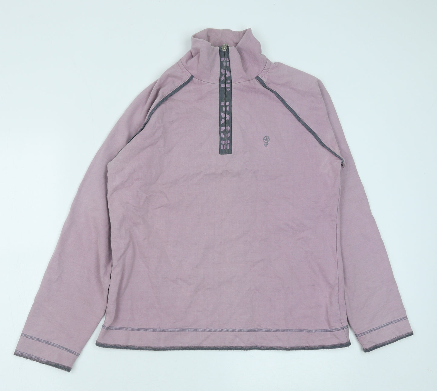 Fat Face Womens Purple Cotton Pullover Sweatshirt Size 12 Zip