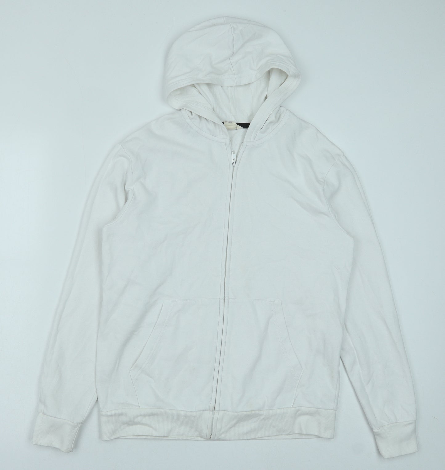 H&M Girls White Cotton Full Zip Hoodie Size 13-14 Years Zip
