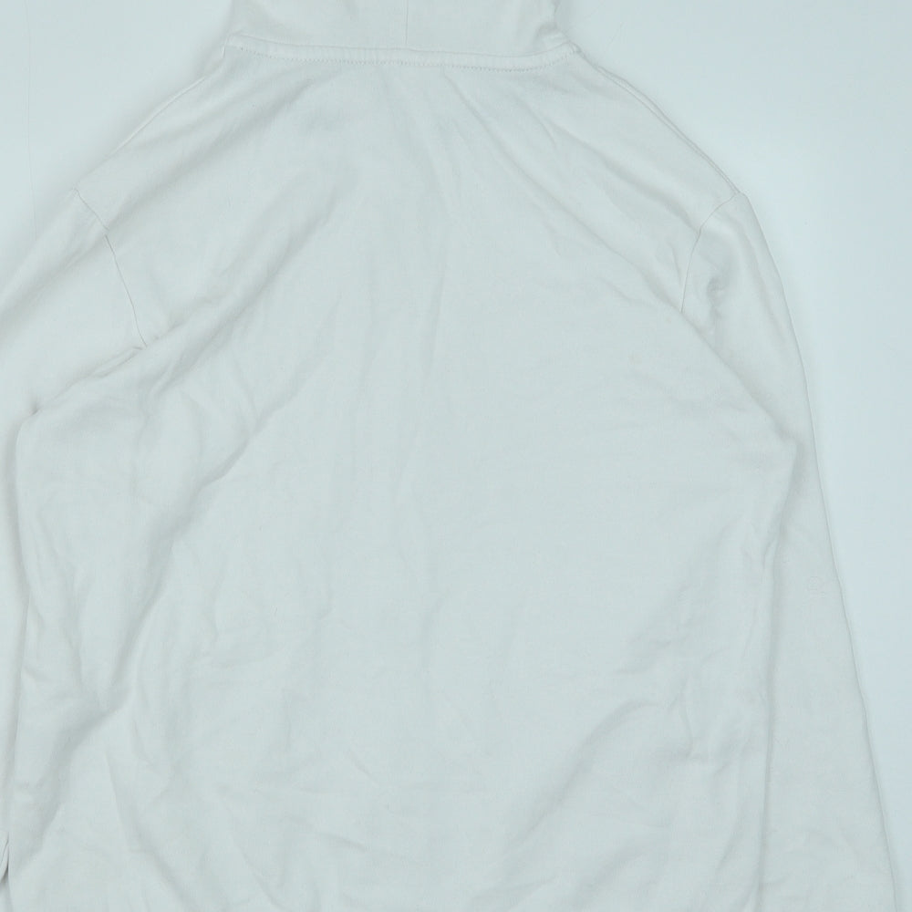 H&M Girls White Cotton Full Zip Hoodie Size 13-14 Years Zip