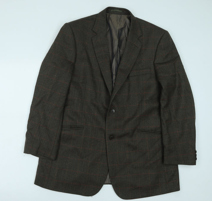 Preworn Mens Green Polyester Jacket Suit Jacket Size 42