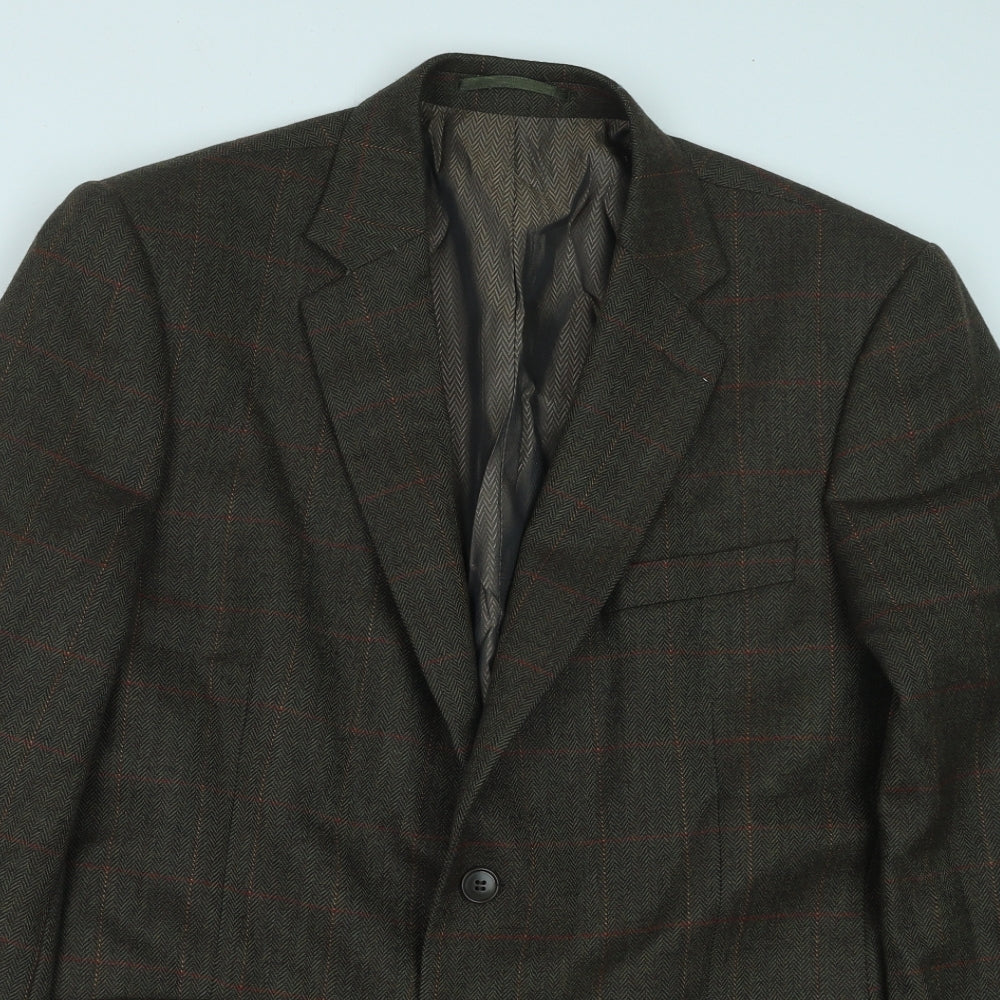 Preworn Mens Green Polyester Jacket Suit Jacket Size 42