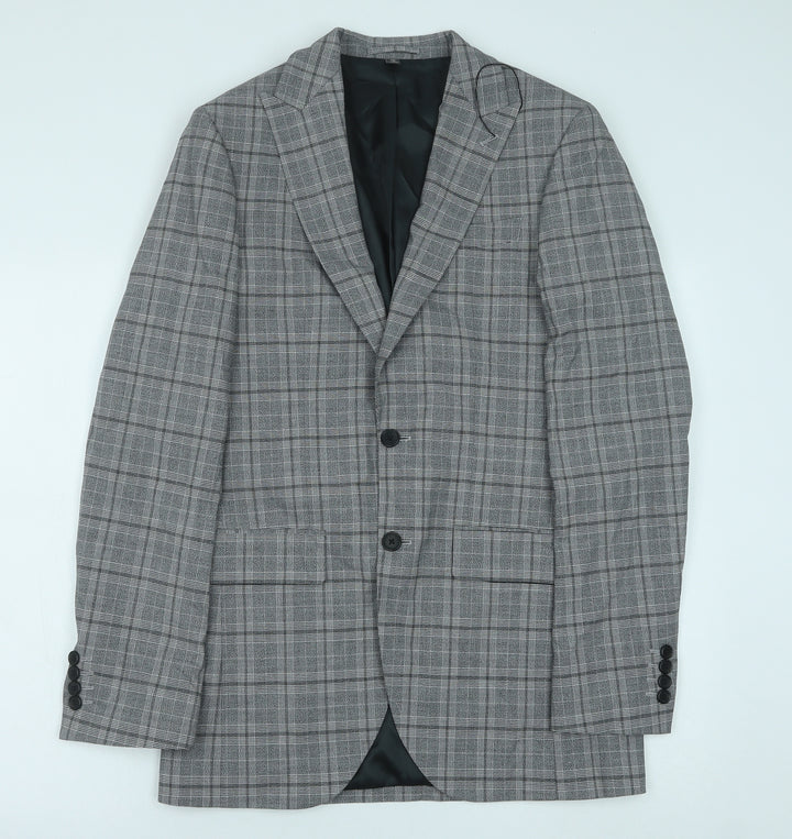 Marks and Spencer Mens Grey Geometric Polyester Jacket Suit Jacket Size 36
