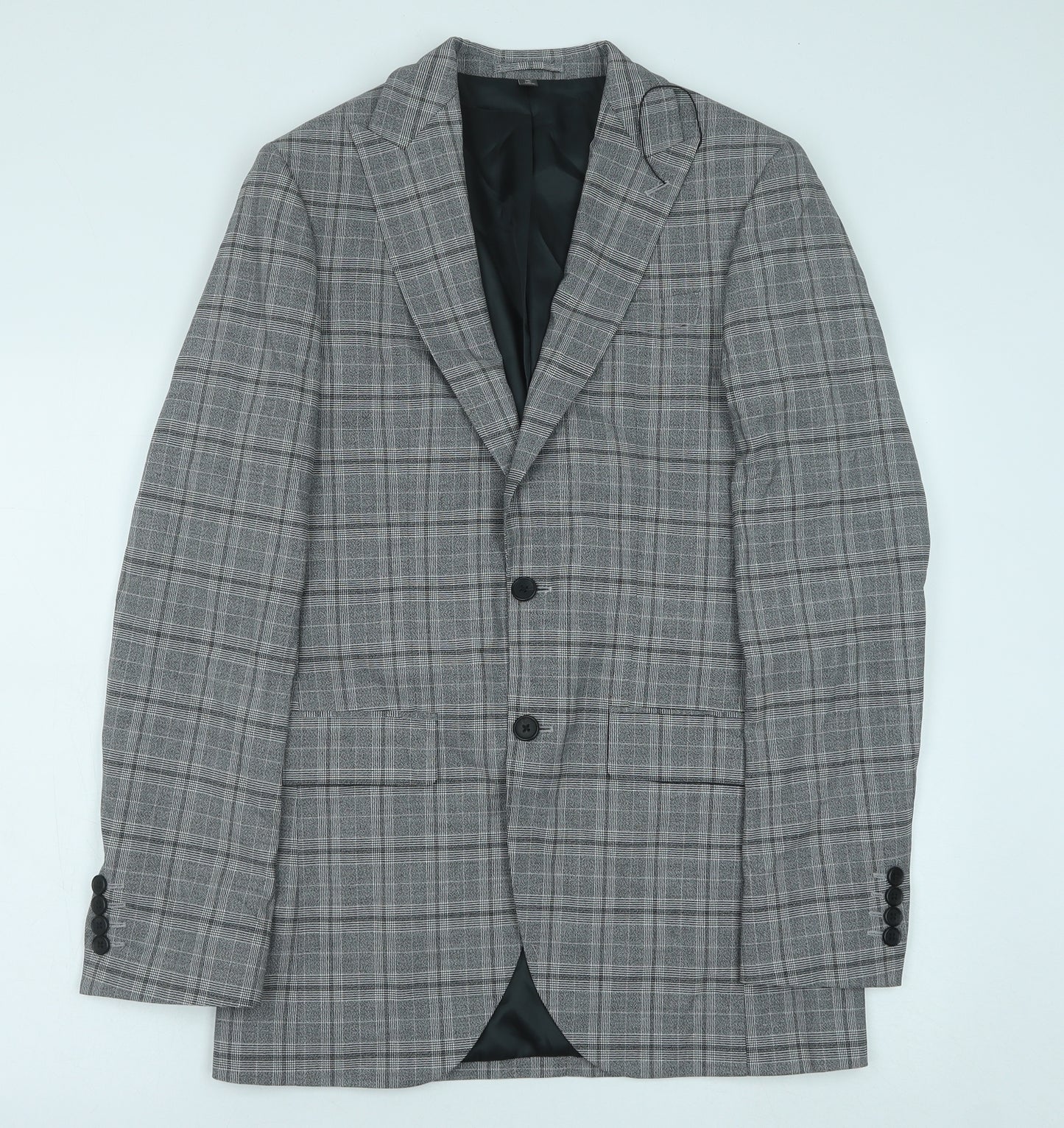 Marks and Spencer Mens Grey Geometric Polyester Jacket Suit Jacket Size 36