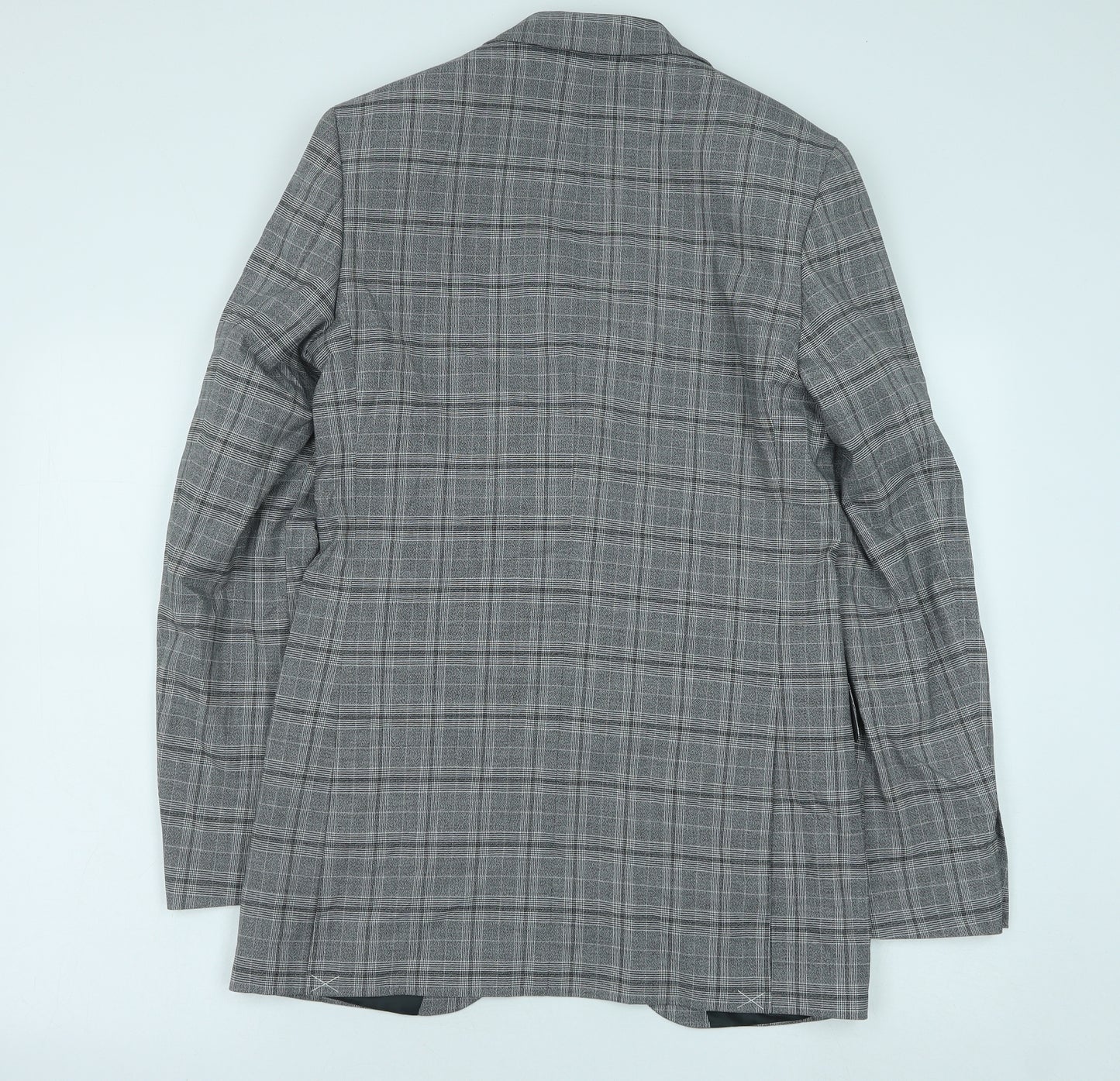Marks and Spencer Mens Grey Geometric Polyester Jacket Suit Jacket Size 36
