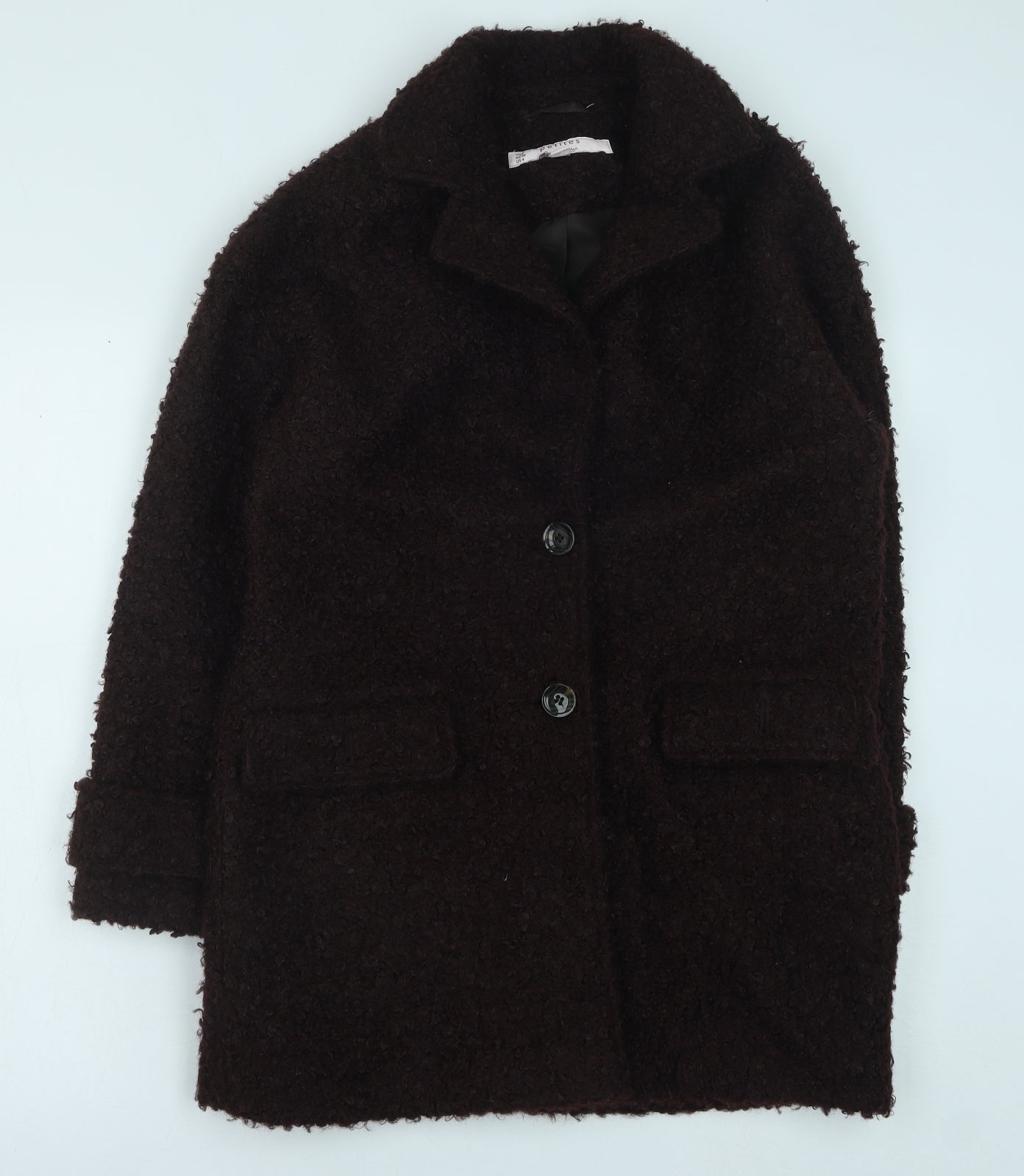 Miss Selfridge Womens Brown Pea Coat Coat Size 8 Button