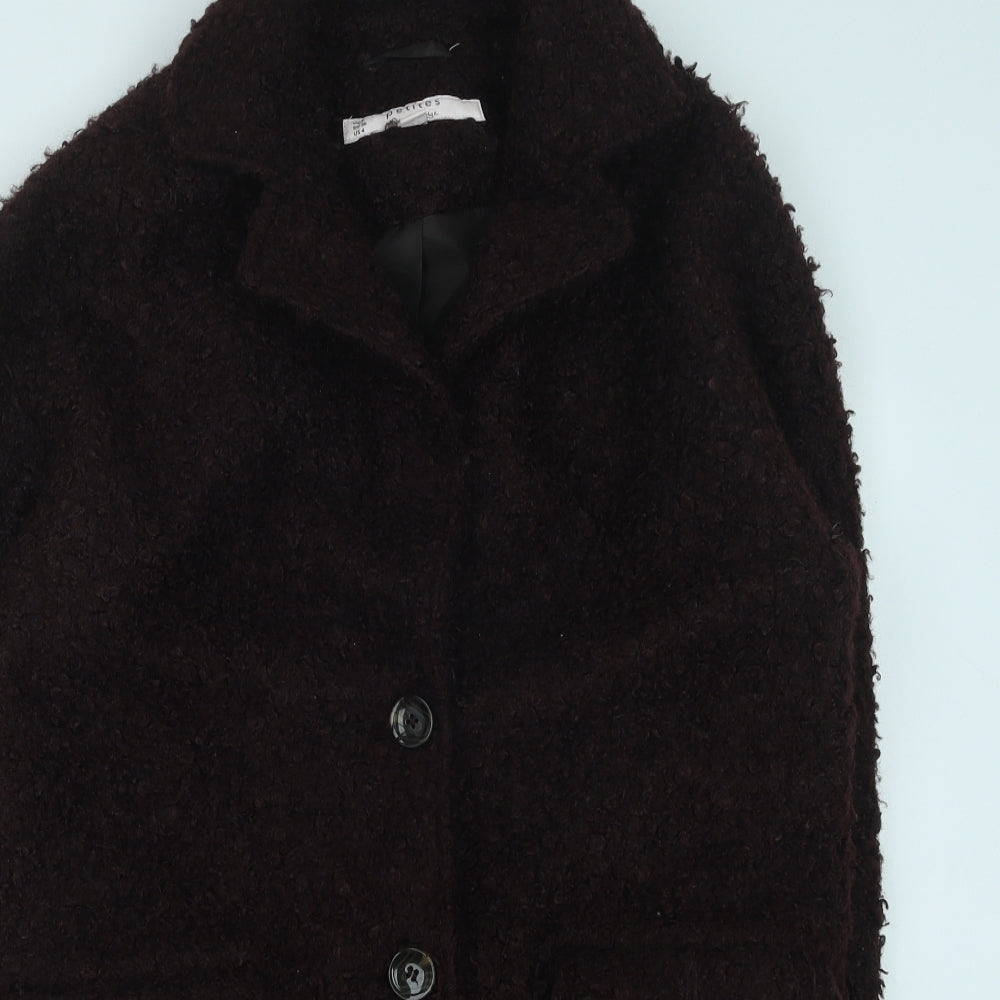 Miss Selfridge Womens Brown Pea Coat Coat Size 8 Button