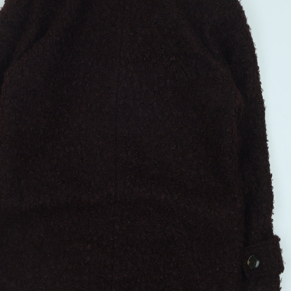 Miss Selfridge Womens Brown Pea Coat Coat Size 8 Button