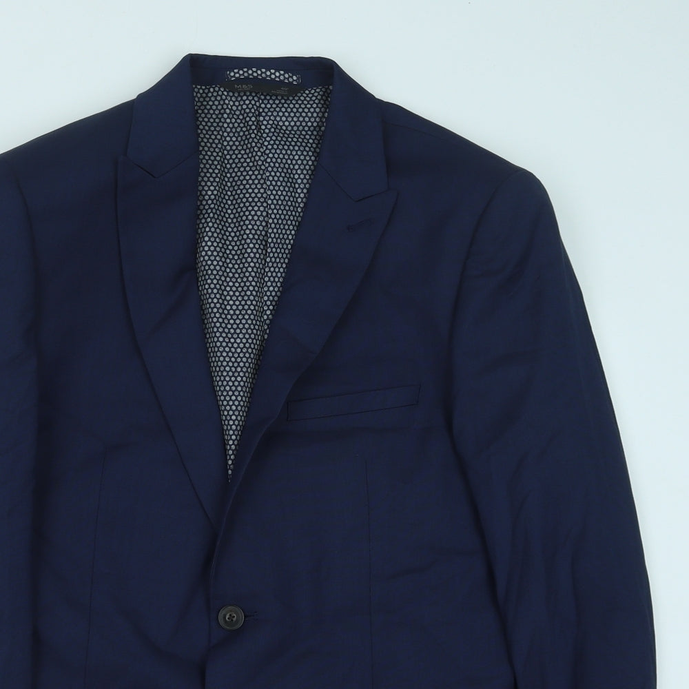 Marks and Spencer Mens Blue Polyester Jacket Suit Jacket Size 40