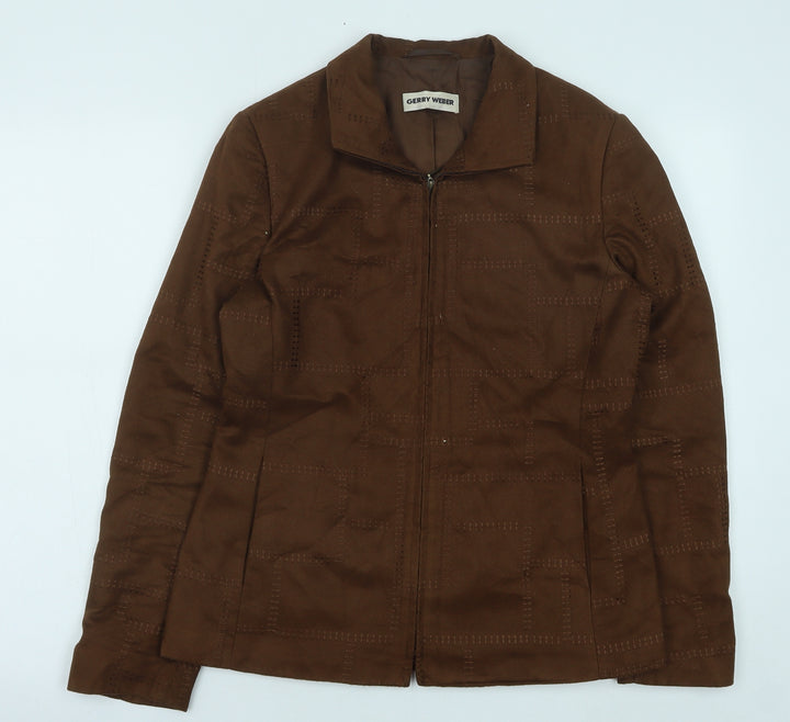 Gary Webber Womens Brown Geometric Jacket Size 10 Zip