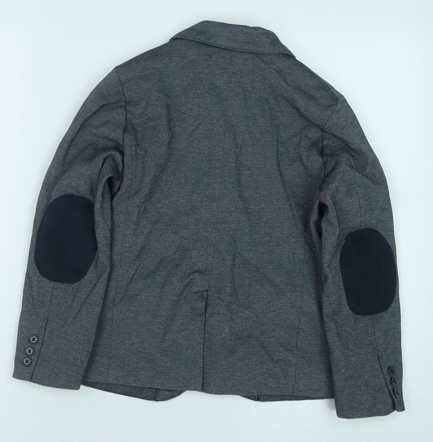H&M Boys Blue Jacket Size 8-9 Years Button - Elbow Patches