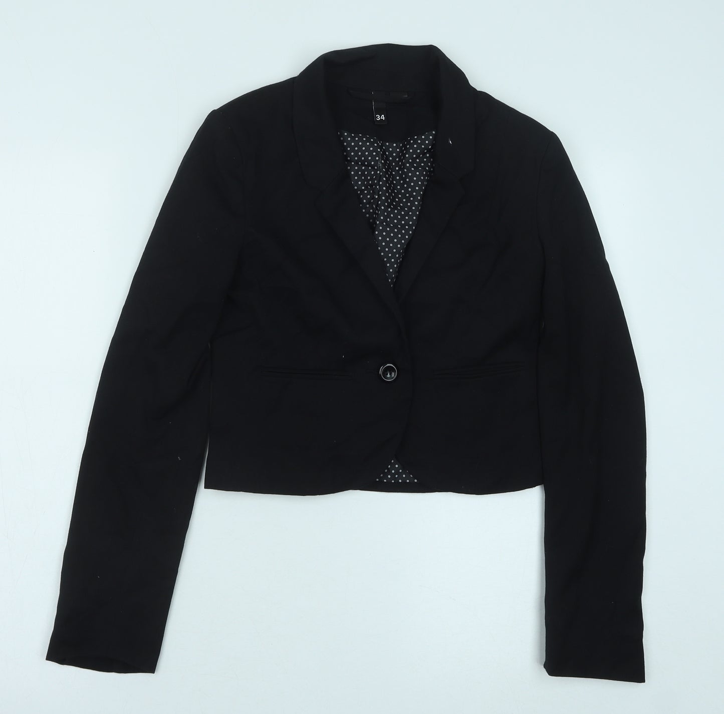 H&M Womens Black Jacket Size 6 Button