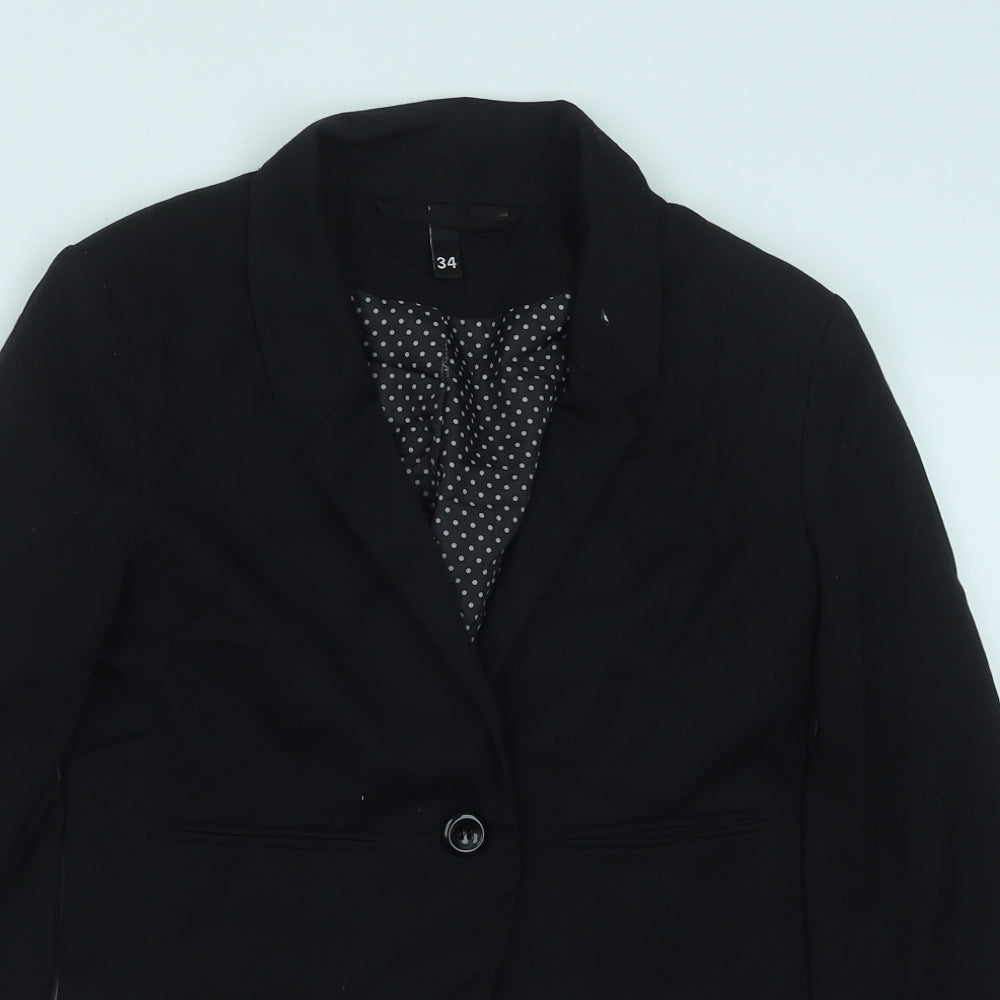H&M Womens Black Jacket Size 6 Button
