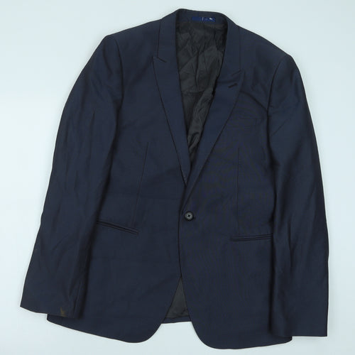 Preworn Mens Blue Polyester Jacket Suit Jacket Size 42