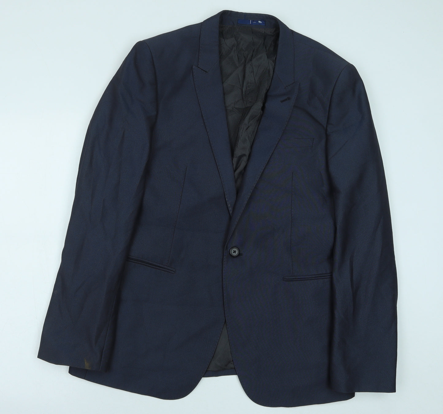 Preworn Mens Blue Polyester Jacket Suit Jacket Size 42