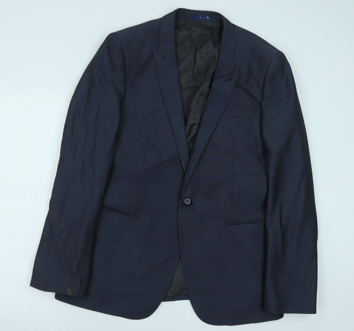 Preworn Mens Blue Polyester Jacket Suit Jacket Size 42
