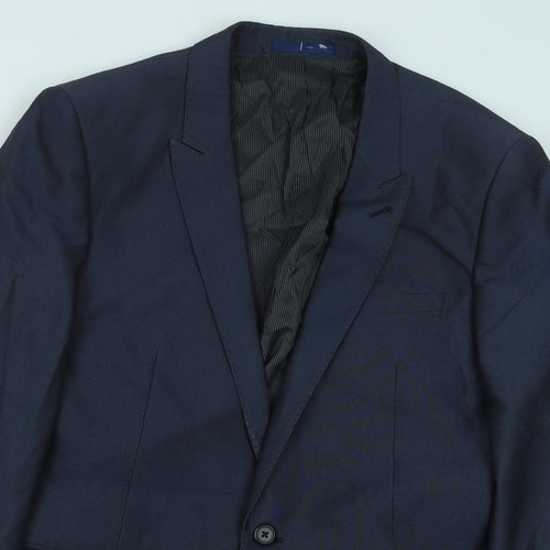 Preworn Mens Blue Polyester Jacket Suit Jacket Size 42