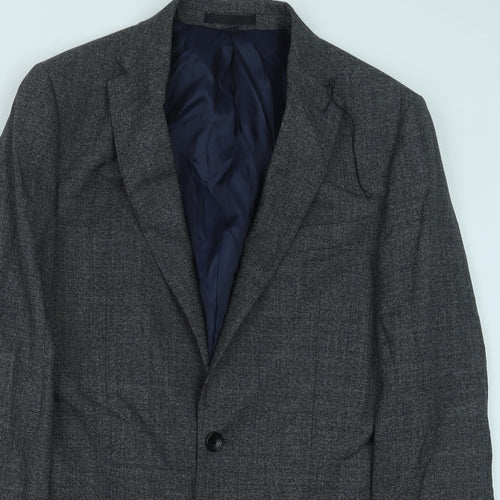 Marks and Spencer Mens Grey Geometric Polyester Jacket Suit Jacket Size 38