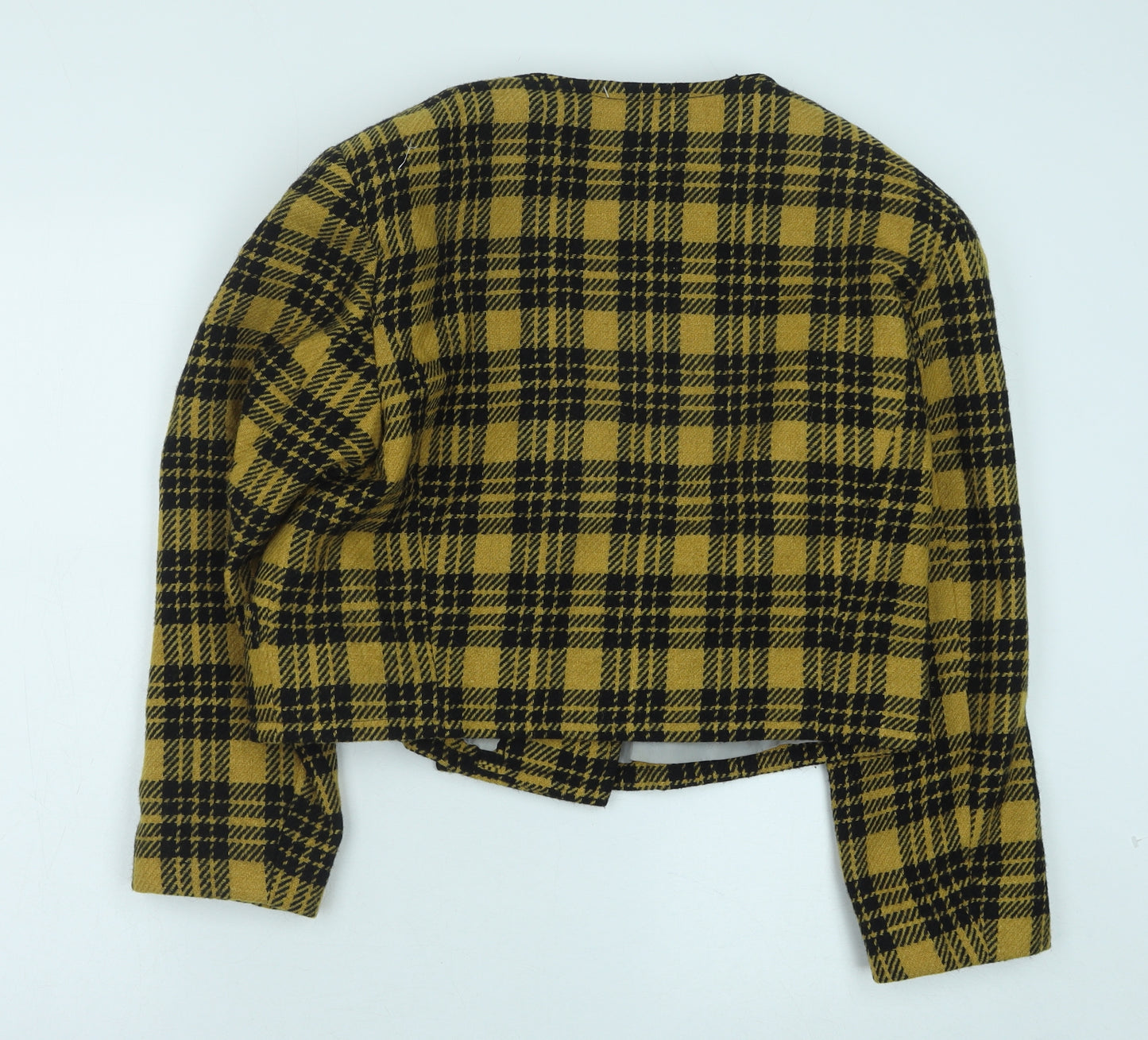 Preworn Womens Yellow Plaid Jacket Size 18 Button