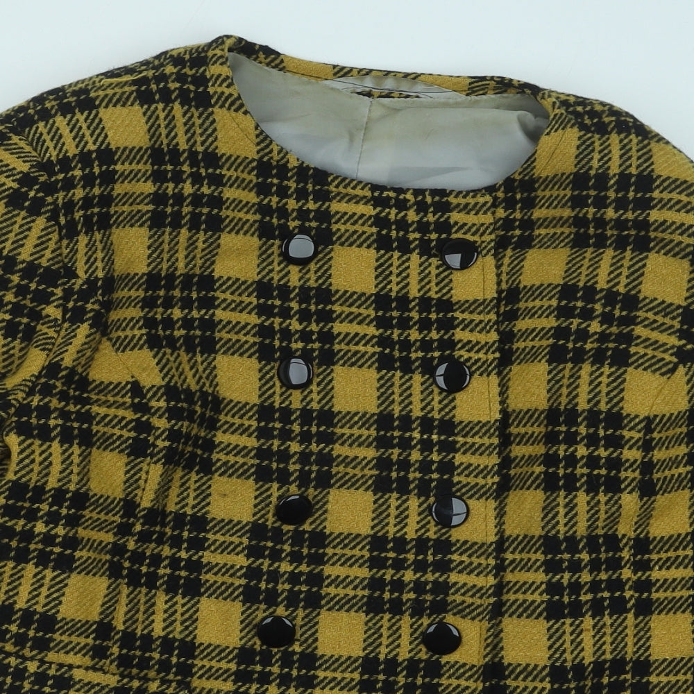 Preworn Womens Yellow Plaid Jacket Size 18 Button
