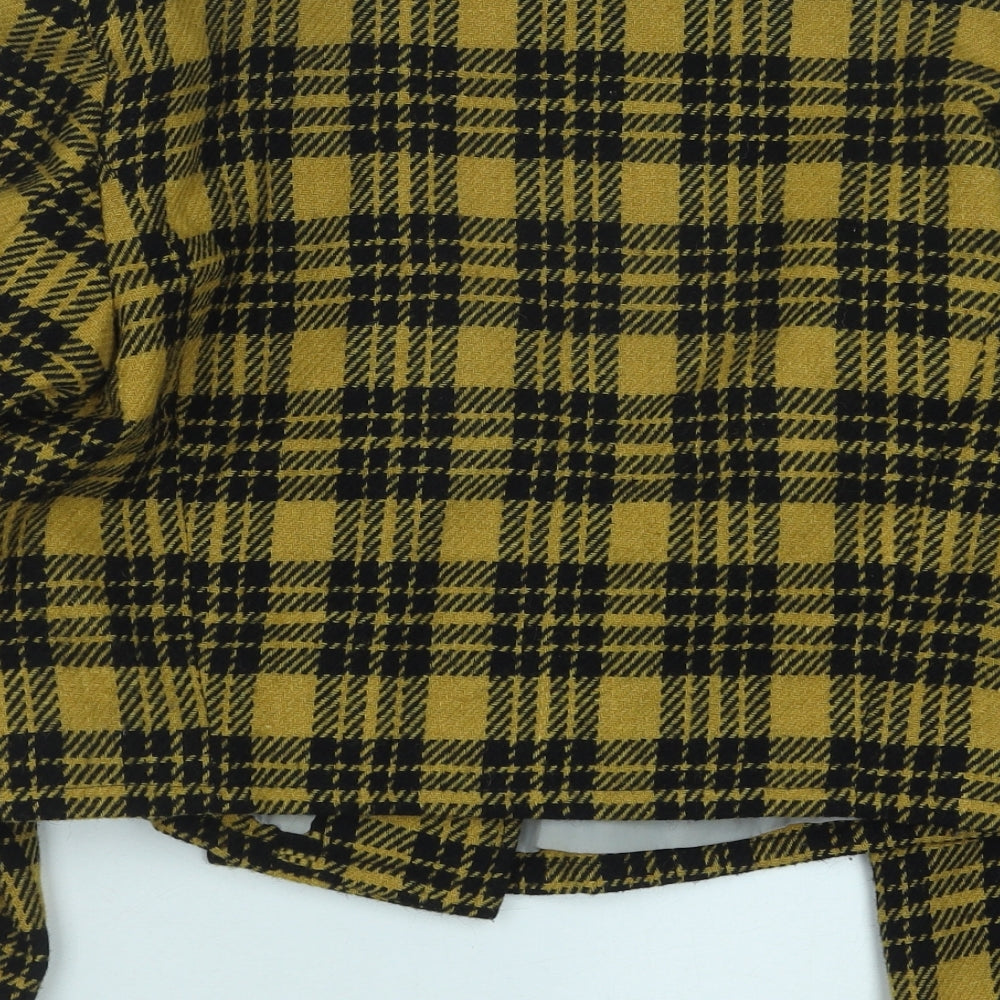 Preworn Womens Yellow Plaid Jacket Size 18 Button