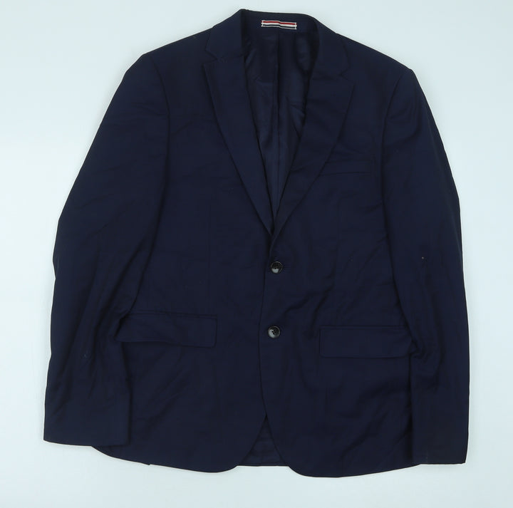 Preworn Mens Blue Polyester Jacket Suit Jacket Size 40