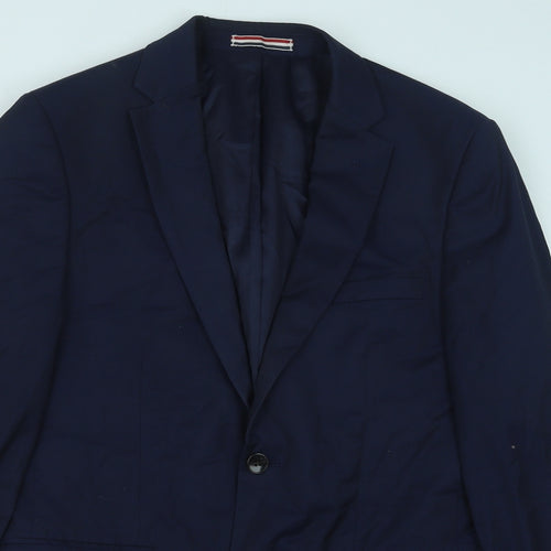 Preworn Mens Blue Polyester Jacket Suit Jacket Size 40