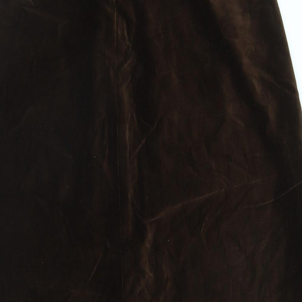 Preworn Womens Brown Polyester Flare Skirt Size 32 Zip