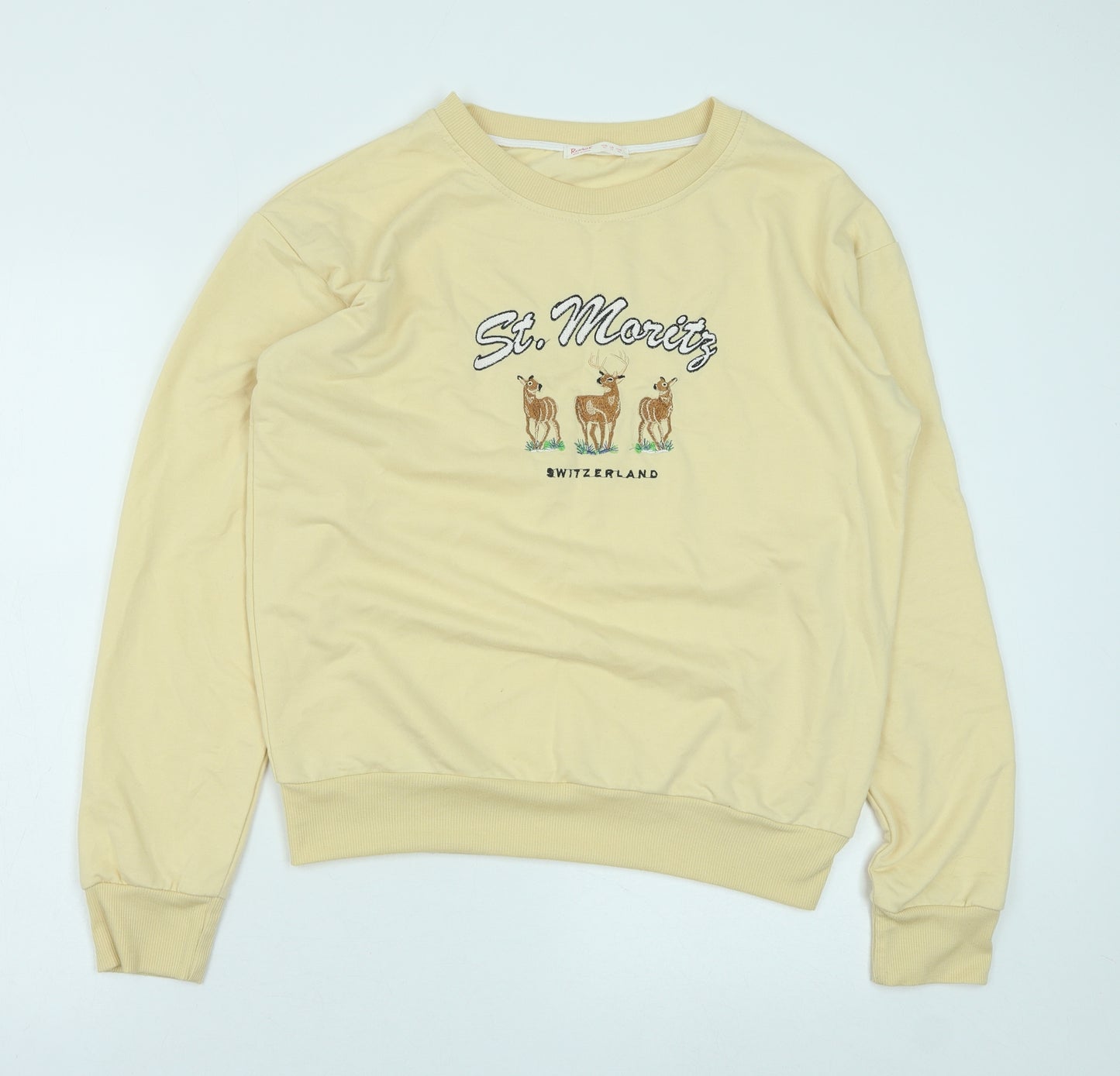 ROMWE Womens Yellow Polyester Pullover Sweatshirt Size XL Pullover - Deer